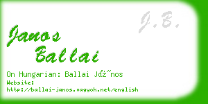 janos ballai business card